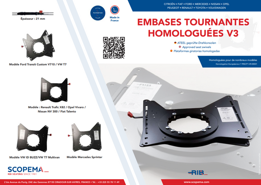 Embase tournante RIB V3 conducteur pour TRAFIC et SIMILAIRE
