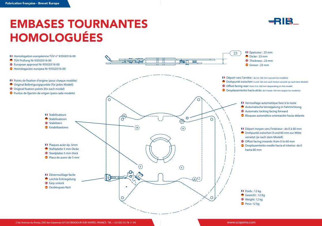 Embase tournante conducteur pour Peugeot Expert et similaire